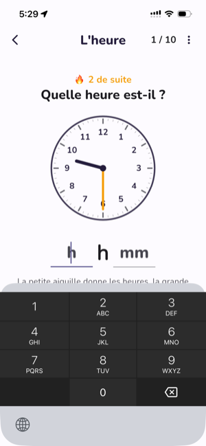 Exercice pour lire l'heure