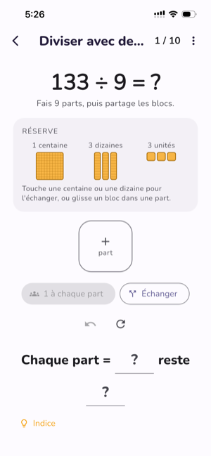 Exercice de division avec des blocs
